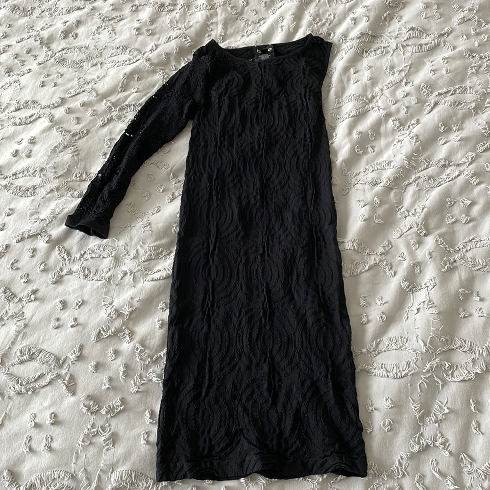 BeBe One Shoulder Hole Dress, Black, Size Small/Petite